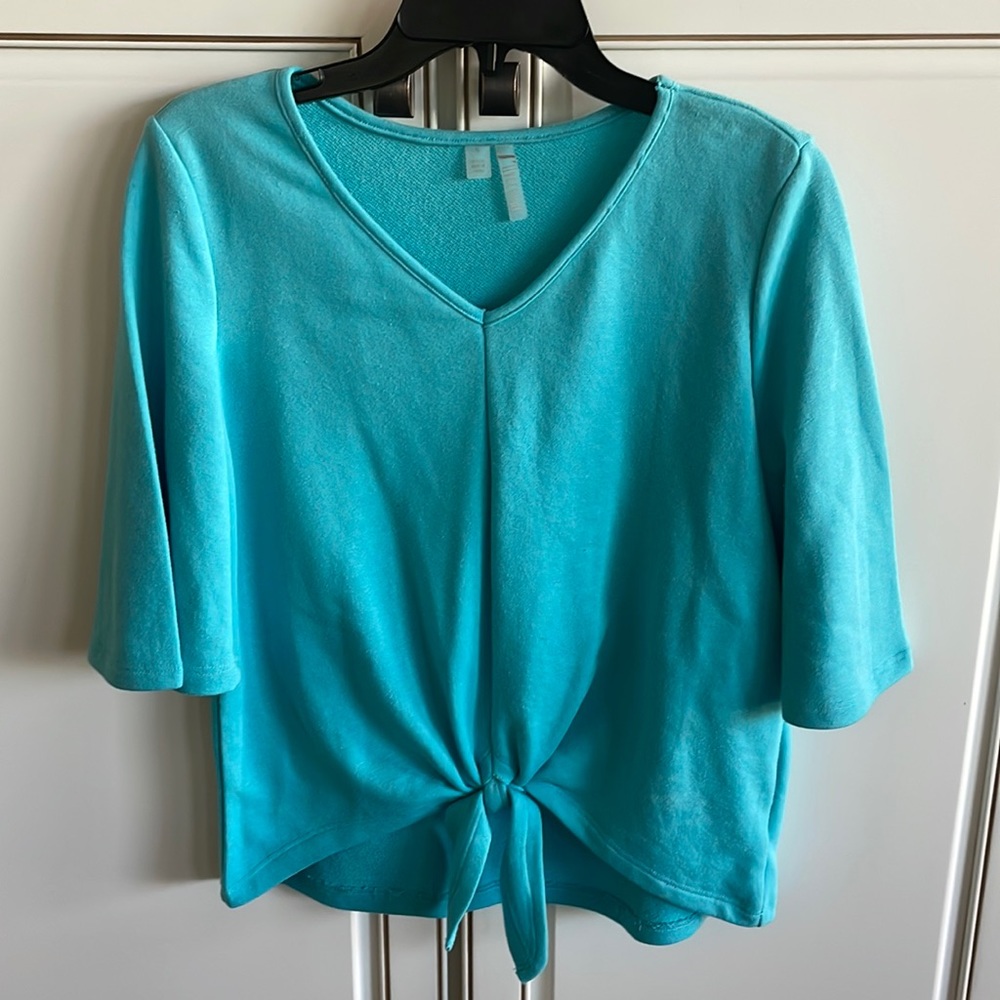 Sweatshirt material front tie top